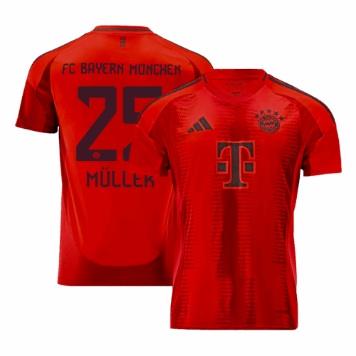 Premium Quality Men's MÜLLER #25 Bayern Munich Home Soccer Jersey Shirt 2024/25 - Fan Version