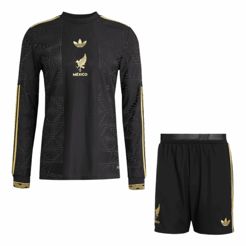 Men's Authentic Mexico Long Sleeve Gold Cup Third Away Soccer Jersey Kit (Jersey+Shorts) 2025