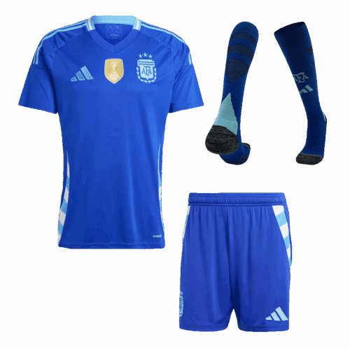 Premium Quality Men's Argentina Away Soccer Jersey Whole Kit (Jersey+Shorts+Socks) 2024