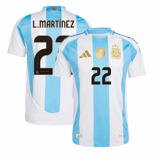 Men's Authentic L.MARTÍNEZ #22 Argentina Home Soccer Jersey Shirt 2024 - Player Version