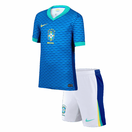 Kids Brazil Away Soccer Jersey Kit (Jersey+Shorts) COPA AMÉRICA 2024
