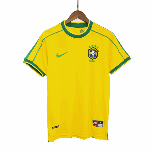 Men's Retro 1998 Brazil Home Soccer Jersey Shirt