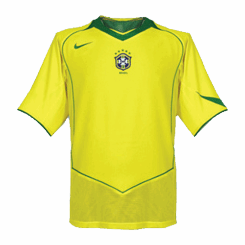 Men's Retro 2004 Brazil Home Soccer Jersey Shirt