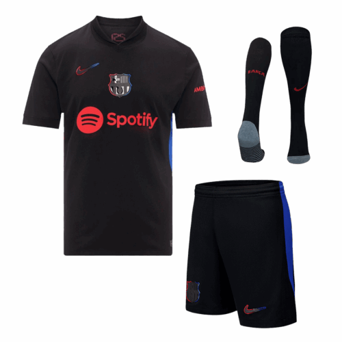 Men's Barcelona Away Soccer Jersey Whole Kit (Jersey+Shorts+Socks) 2024/25