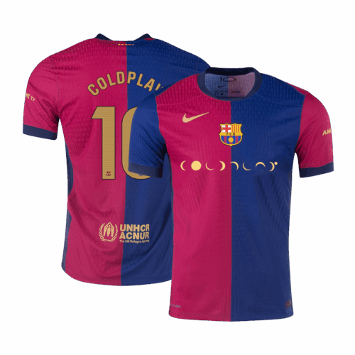 Men's Authentic COLDPLAY #10 Barcelona x COLDPLAY Home Soccer Jersey Shirt 2024/25 - Player Version