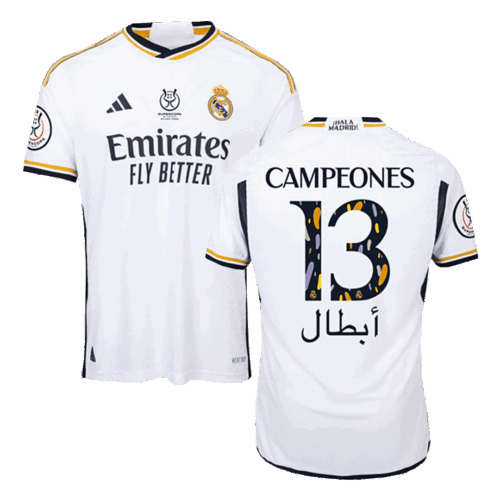 Men's Authentic CAMPEONES #13 Real Madrid Home Soccer Jersey Shirt 2023/24