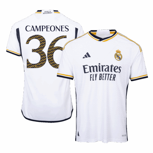 Men's Authentic CAMPEONES #36 Real Madrid Home Soccer Jersey Shirt 2023/24 - Player Version
