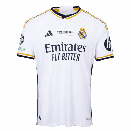 UCL FINAL Men's Authentic Real Madrid Home Soccer Jersey Shirt 2023/24 - Player Version