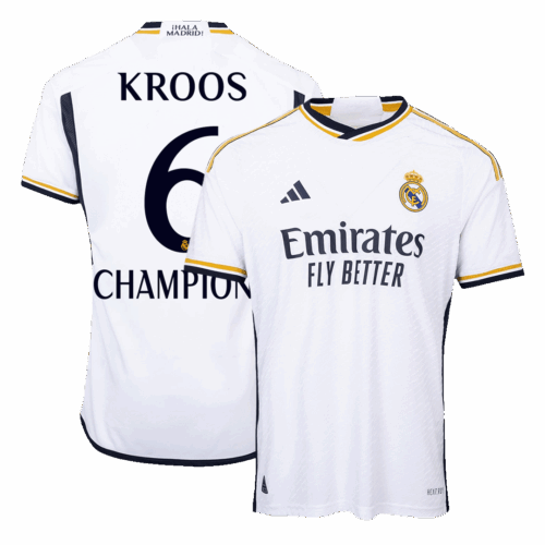 Men's Authentic KROOS #6 CHAMPIONS Real Madrid Home Soccer Jersey Shirt 2023/24 - Player Version