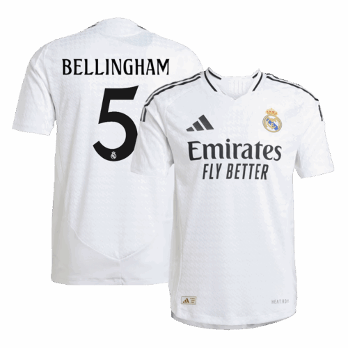 Premium Quality Men's Authentic BELLINGHAM #5 Real Madrid Home Soccer Jersey Shirt 2024/25 - Player Version