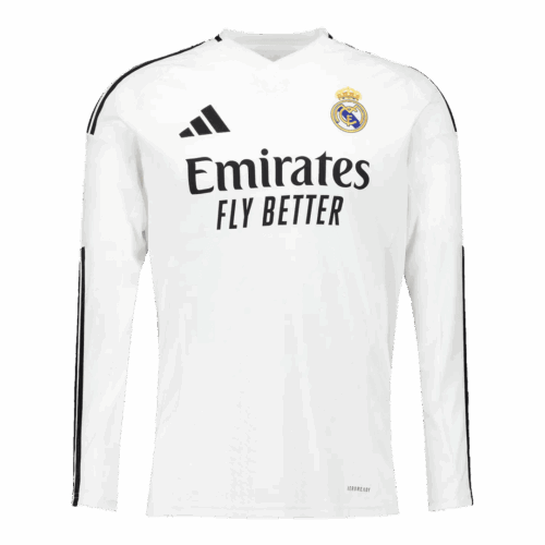 Men's Real Madrid Home Long Sleeves Soccer Jersey Shirt 2024/25 - Fan Version