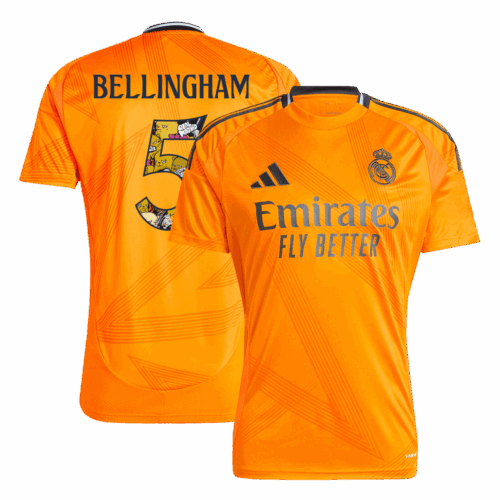 Premium Quality Men's BELLINGHAM #5 Real Madrid Away Soccer Jersey Shirt 2024/25 Bear Champ Font- Fan Version