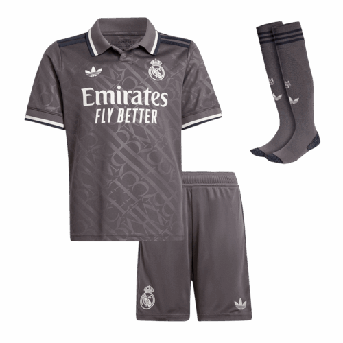 Kids Real Madrid Third Away Soccer Jersey Whole Kit (Jersey+Shorts+Socks) 2024/25