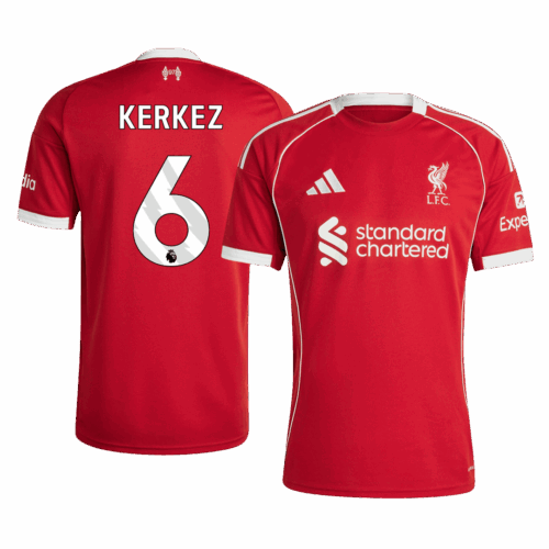 Liverpool KERKEZ #6 Home Soccer Jersey Replica 2025/26