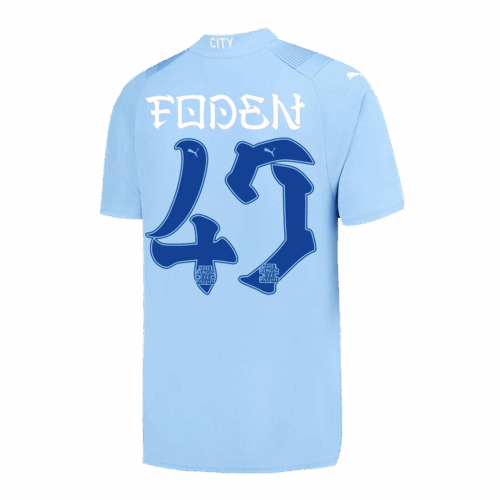 Men's FODEN #47 Manchester City Japanese Tour Printing Home Soccer Jersey Shirt 2023/24 - Fan Version