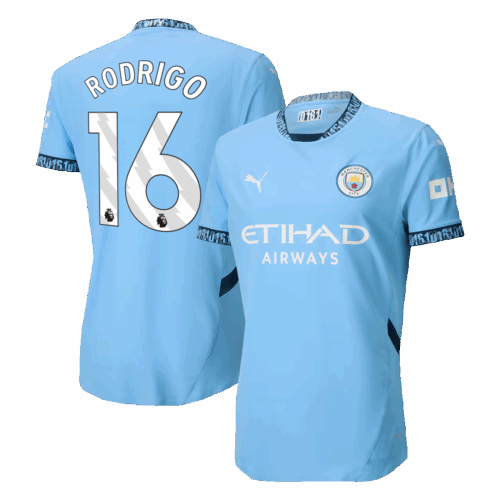 Men's Authentic RODRIGO #16 Manchester City Home Soccer Jersey Shirt 2024/25 - Player Version
