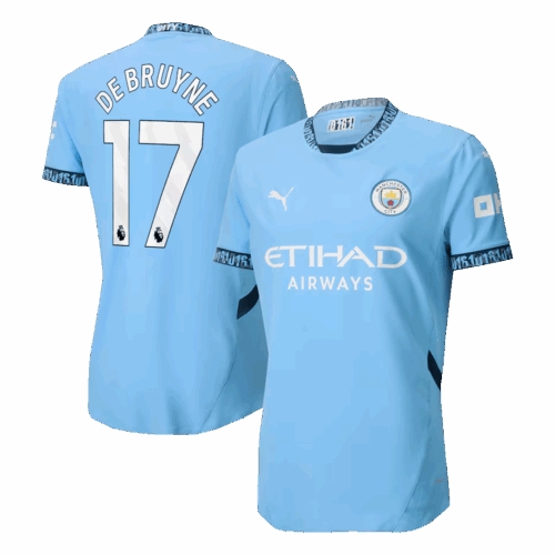Men's Authentic DE BRUYNE #17 Manchester City Home Soccer Jersey Shirt 2024/25 - Player Version