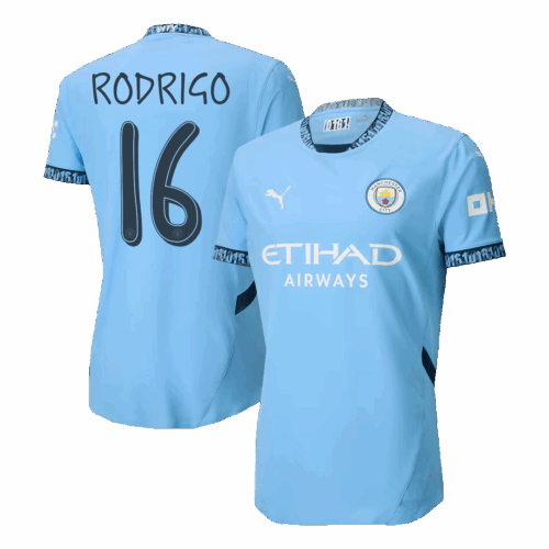 Manchester City RODRIGO #16 Home Soccer Jersey Authentic 2024/25 UCL