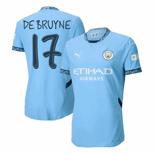 Manchester City DE BRUYNE #17 Home Soccer Jersey Authentic 2024/25 UCL