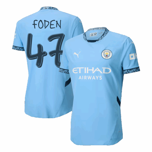 Manchester City FODEN #47 Home Soccer Jersey Authentic 2024/25 UCL