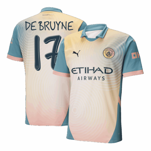Men's DE BRUYNE #17 Manchester City Fourth Away Soccer Jersey Shirt 2024/25 Definitely City- Fan Version