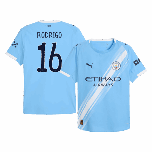 Men's Authentic RODRIGO #16 Manchester City Home Soccer Jersey 2025/26 Club World Cup - Player Version