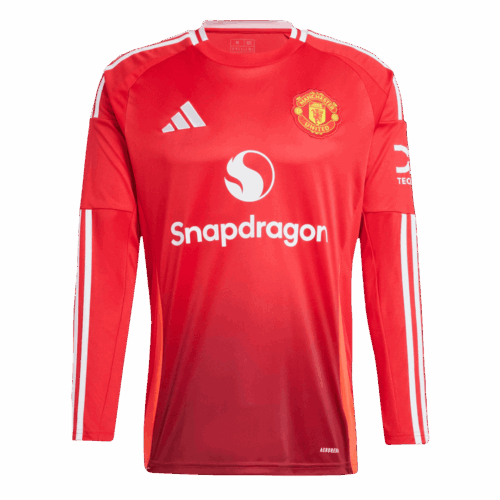 Men's Manchester United Home Long Sleeves Soccer Jersey Shirt 2024/25 - Fan Version