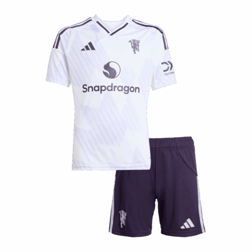 Kids Manchester United Away Soccer Jersey Kit (Jersey+Shorts) 2025/26