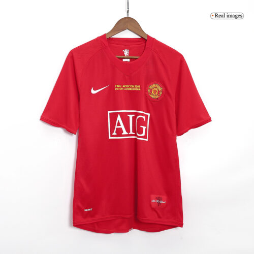 UCL Men's Retro 2007/08 Manchester United League Home Soccer Jersey Shirt