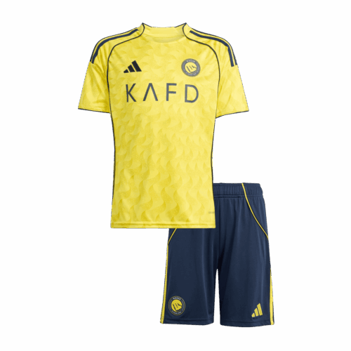 Kids Al Nassr Home Soccer Jersey Kit 2025/26