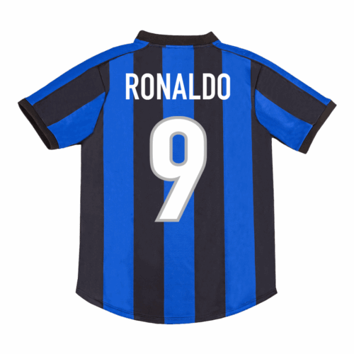 Men's Retro 1999/00 RONALDO #9 Inter Milan Home Soccer Jersey Shirt