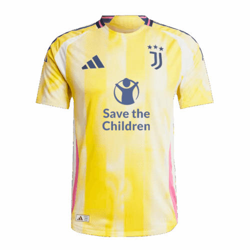 Men's Authentic Juventus Away Soccer Jersey Shirt 2024/25 Save The Children Sponsor- Player Version