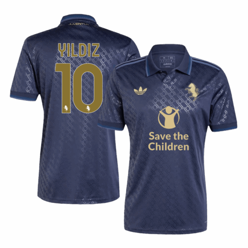 Men's YILDIZ #10 Juventus Save The Children Sponsor Third Away Soccer Jersey Shirt 2024/25 - Fan Version