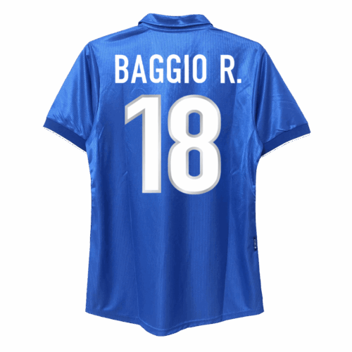 Men's Retro 1998 World Cup BAGGIO R. #18 Italy Home Soccer Jersey Shirt