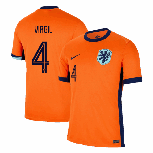 Men's VIRGIL #4 Netherlands Home Soccer Jersey Shirt Euro 2024 - Fan Version