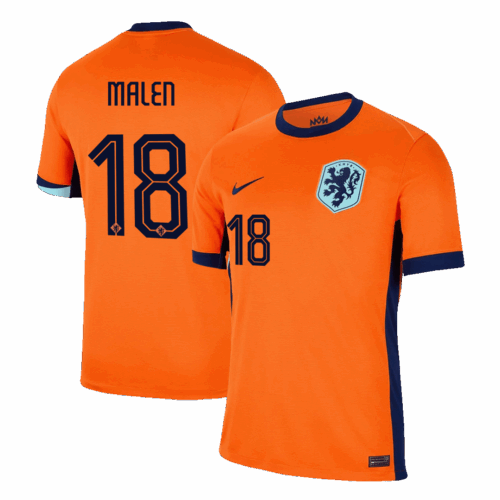 Men's MALEN #18 Netherlands Home Soccer Jersey Shirt Euro 2024 - Fan Version