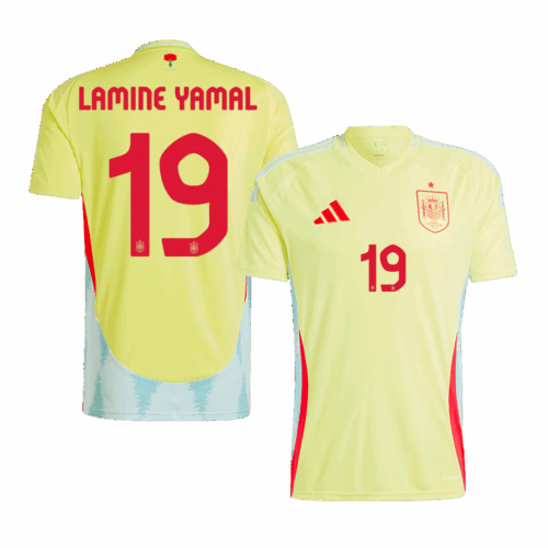 Men's LAMINE YAMAL #19 Spain Away Soccer Jersey Shirt Euro 2024 - Fan Version